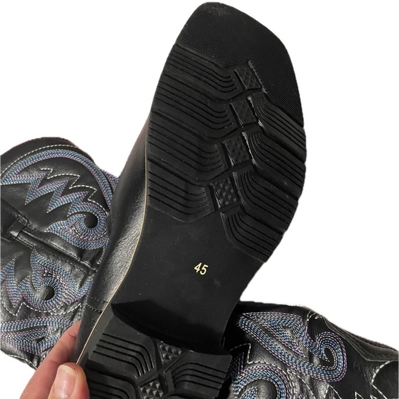 Men’s Black & Blue Western Cowboy Boots – Square Toe – Size 11 - Picture 5 of 6